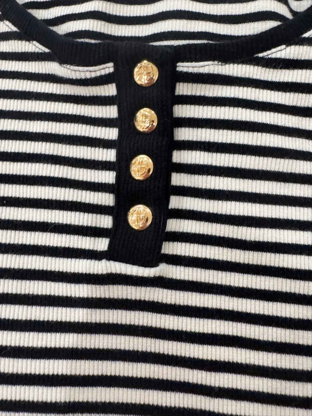 Anine Bing Black & White Striped Henley Tank: elevated casual - Picture 7 of 11